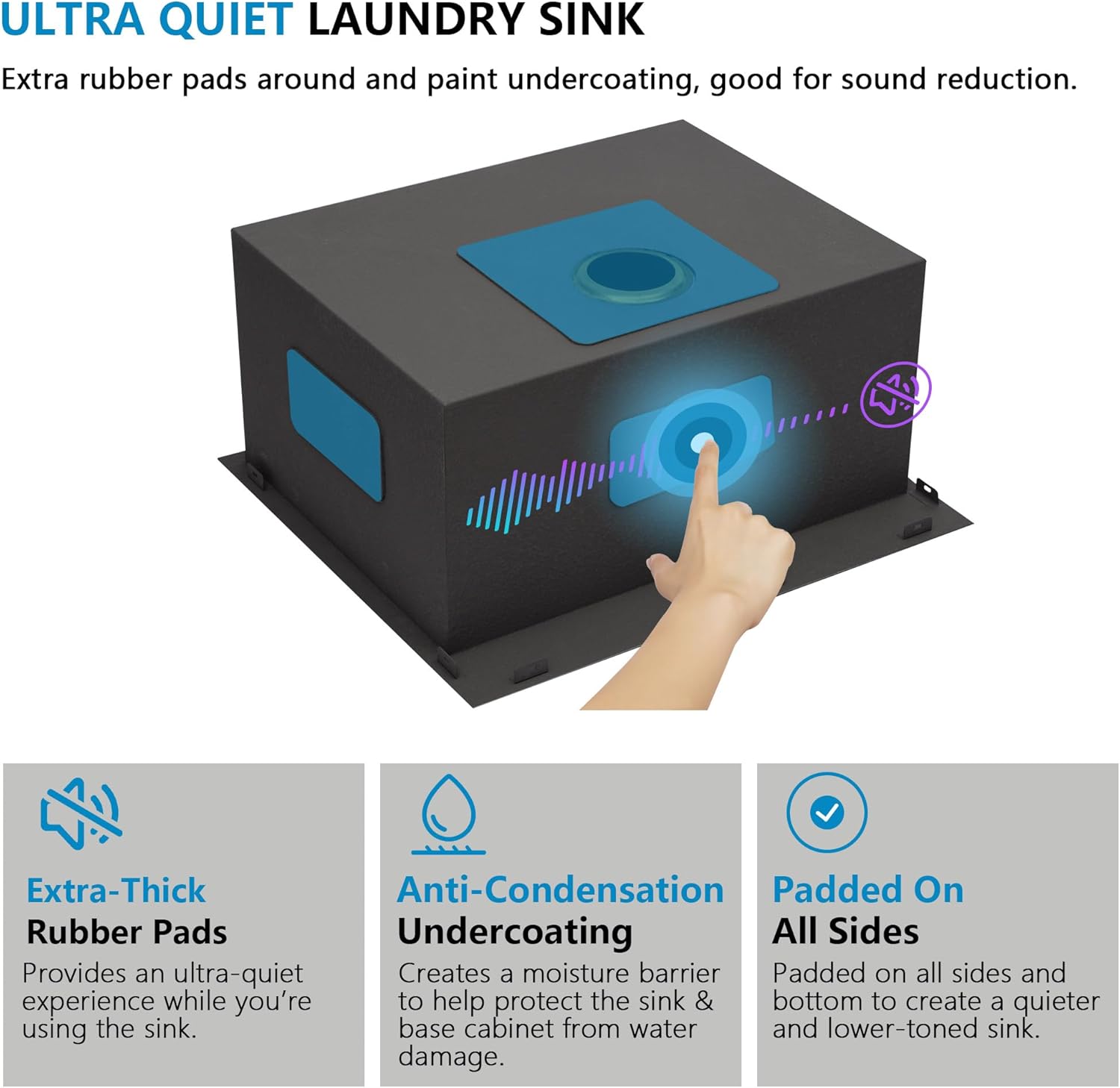 25"x22" Drop In Laundry Utility Sink – 16 Gauge 304 Stainless Steel Brushed Gold NANO-PVD Topmount 12 Inch Deep Single Bowl Laundry Room Sink