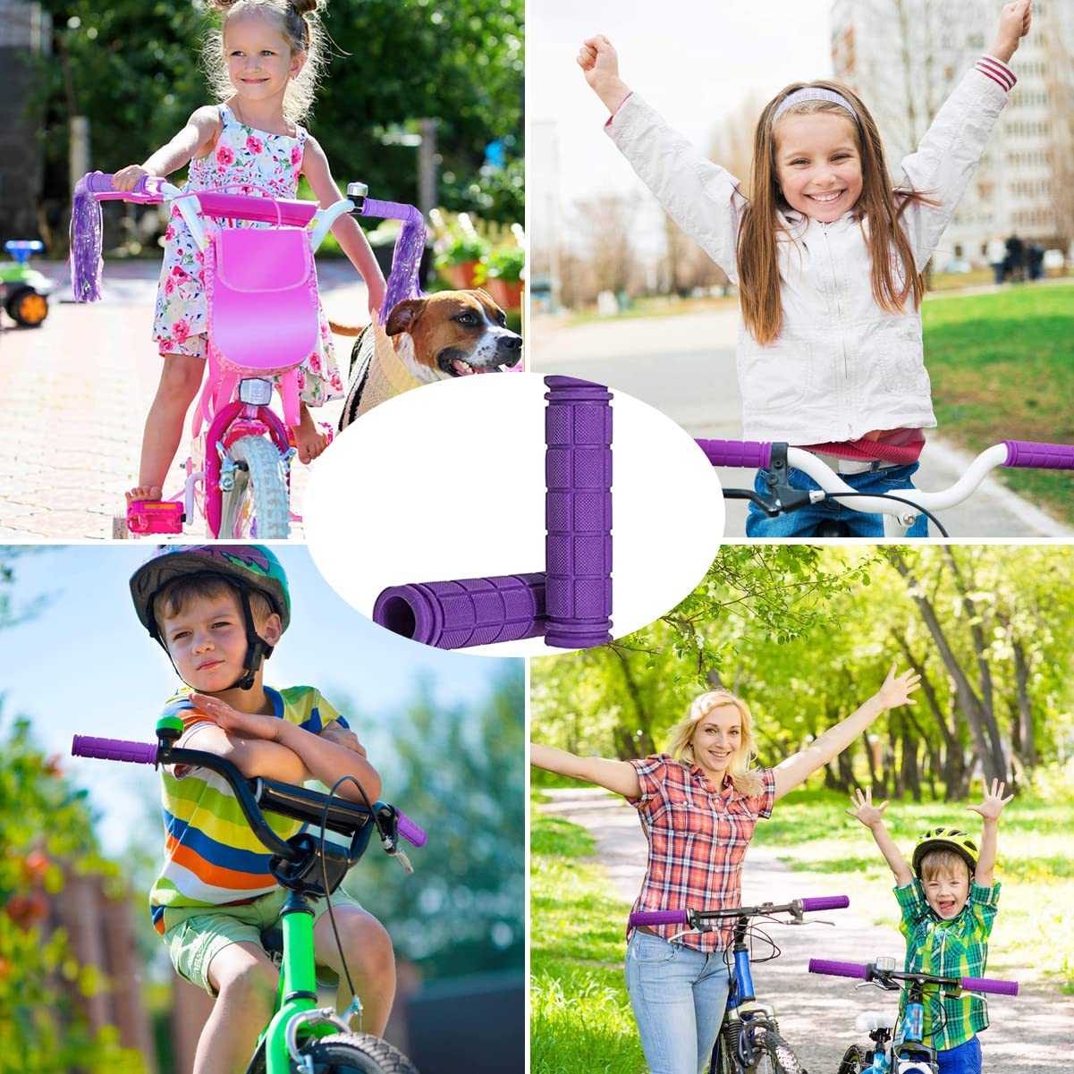 Manopole Universali Per Bici Bambini Rosa – Gomma Ergonomica 95 Mm – Paio