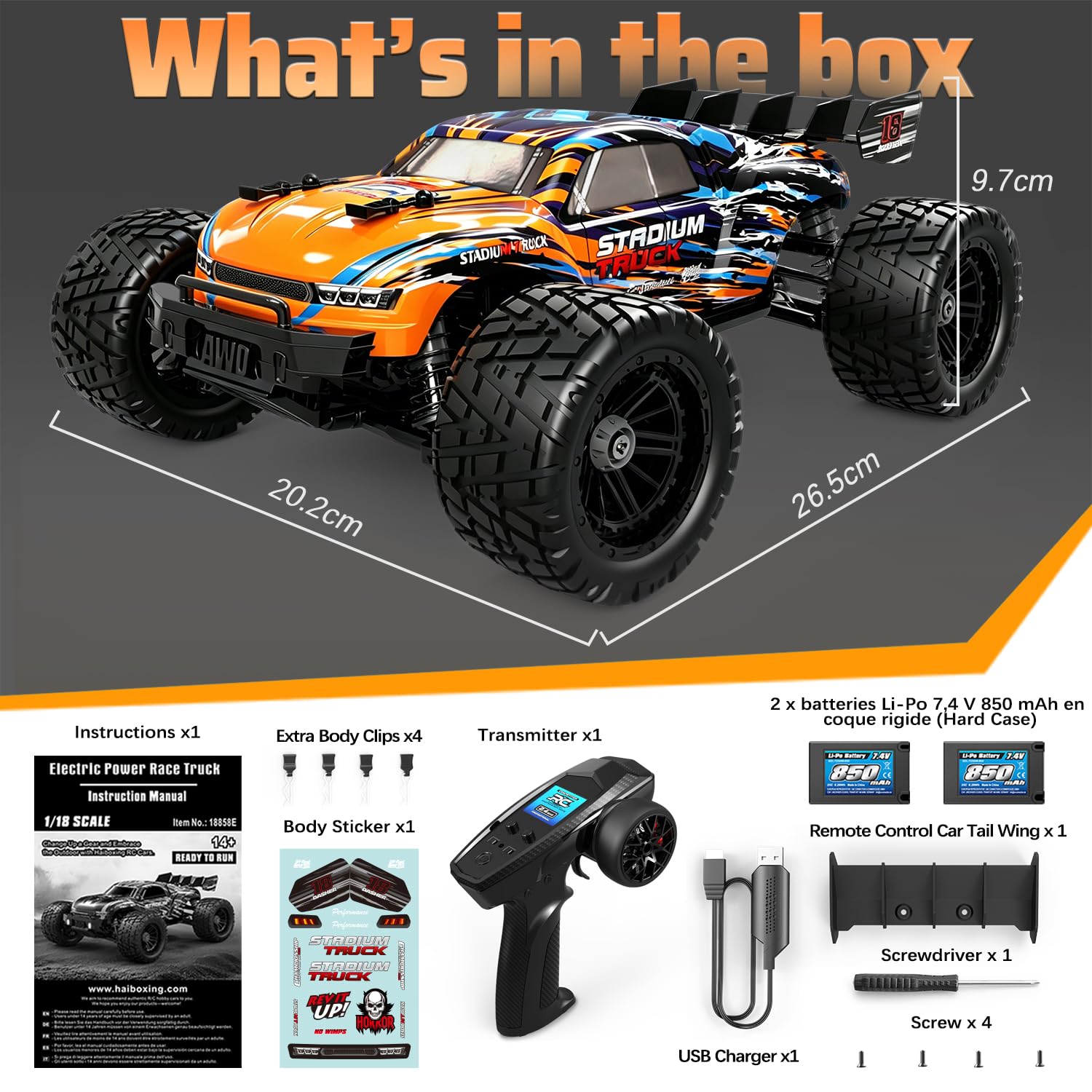 HAIBOXING Voiture Télécommandée 1/18 4WD Voiture RC Monster Truck