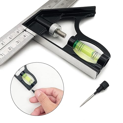 Miniatura 4 de Cuadrado de combinación de 12 pulgadas, marcado de 45 a 90 grados, herramientas de medición de carpintería para carpintería, juego cuadrado de