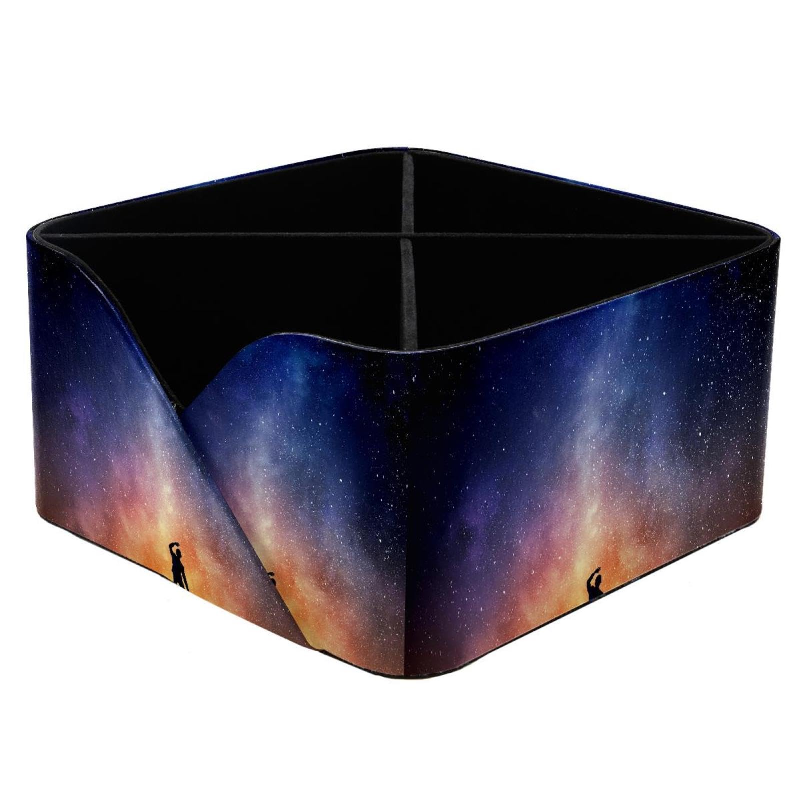 KengjuTesu Businessman Against Starry Sky Desktop Organizer Pen Holder, Rectangular Pencil Cup for Office, Study and Makeup Stations
