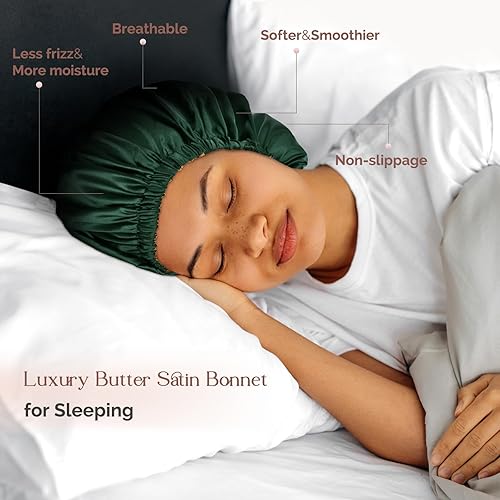 Miniatura 47 de YANIBEST Gorro de seda ajustable de doble capa de satén para dormir, gorros para mujeres, sombreros de cabello rizado natural, champán