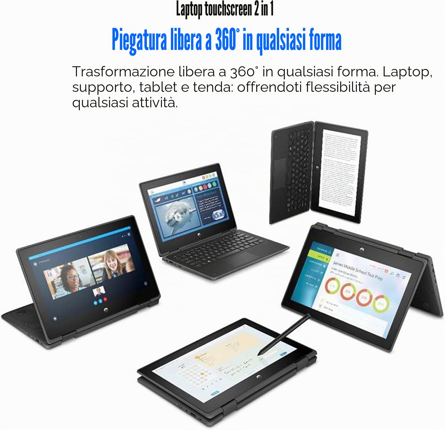 HP ProBook X360 11 G6 EE, 2 in 1 Touchscreen Business Laptop da 11,6" HD, Intel Core i5-10210Y, 8GB RAM, 256GB SSD, Tastiera QWERTY USA, Windows 11 Pro (Ricondizionato)