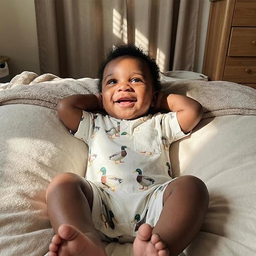 Vista 3 de Mameluco de manga corta con estampado de vaca para bebé, niño y niña, traje de verano