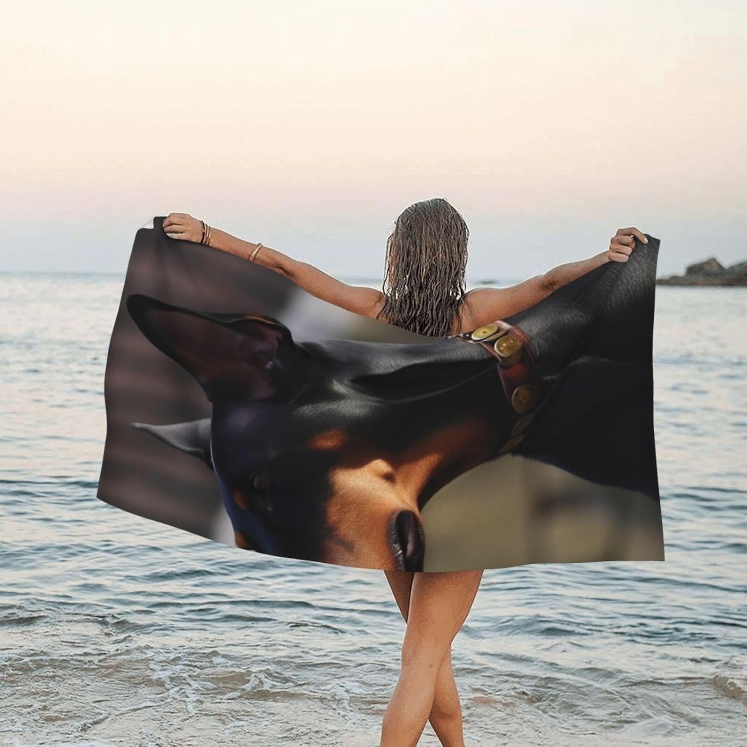 KHiry Microfiber Towel Beach Towels Doberman Quick Dry Towel Soft Lightweight Travel Towels Absorbent Large Easy Pack Travel Things Beach Blanket for Gym Sports Swimming