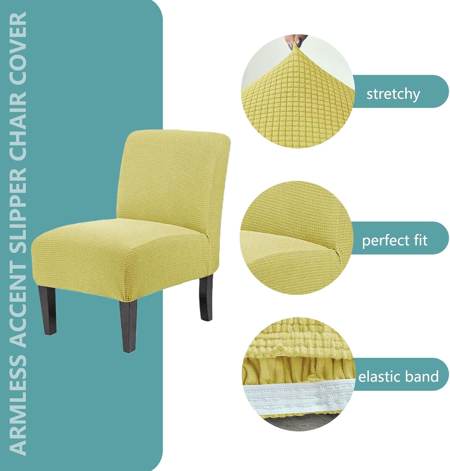 Universal Armless Chair Cover with Elastic Fabric, Suitable for Various Chair Sizes and Shapes, with Non-Slip Edge Design(Purple,2pcs)