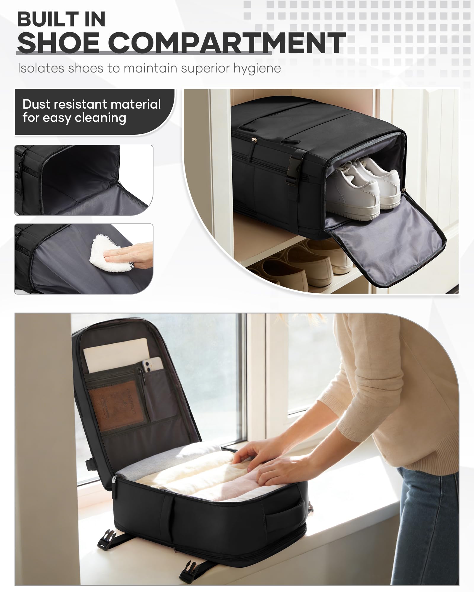 SZSYCN Zaino da Viaggio con Sottovuoto Ryanair 40x30x20 Wizzair Borse da Cabina per Ryanair 40x20x25 Bagaglio a Mano Sottovuoto con pompa,Zaino Casual per Laptop