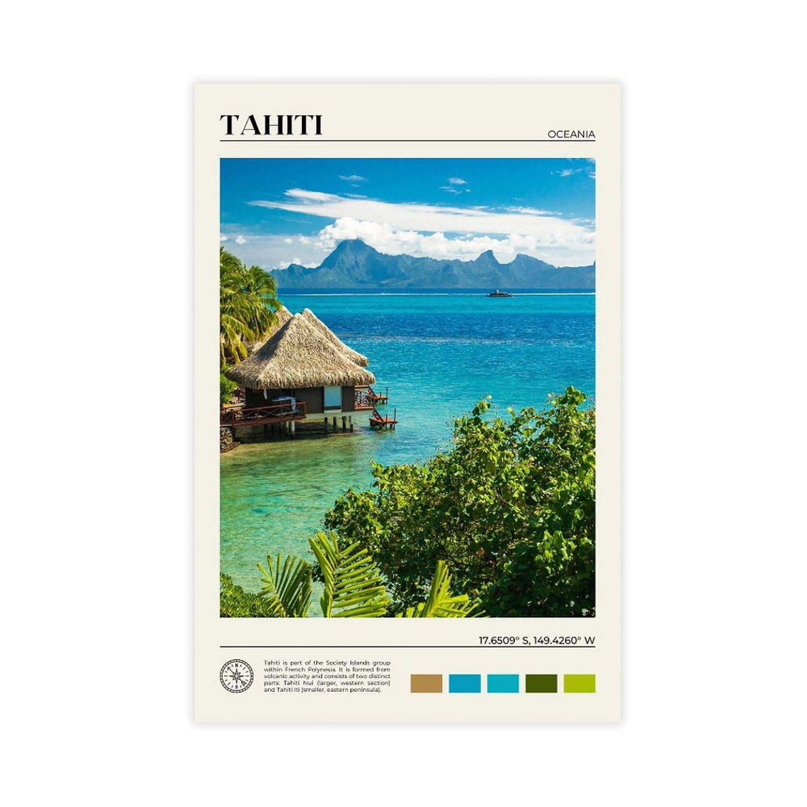 Bareronor Tahiti Poster Canvas Poster Bedroom Decor Landscape Office Room Decor Gift 20" L X 30" W