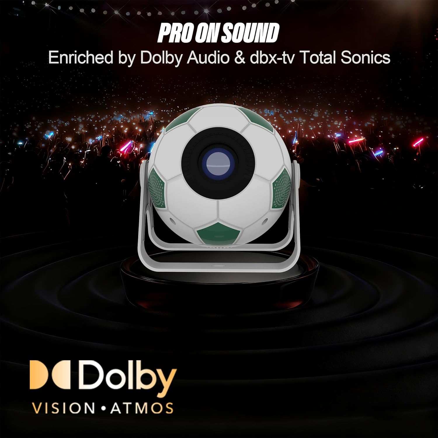Portable Projector, 1080P Full HD and 400 Lumens, Android 15 Smart Projector with Auto Keystone Correction, 120° Adjustable, RinTinTin Football Design for Bedroom, Outdoor Camping, Home Theater