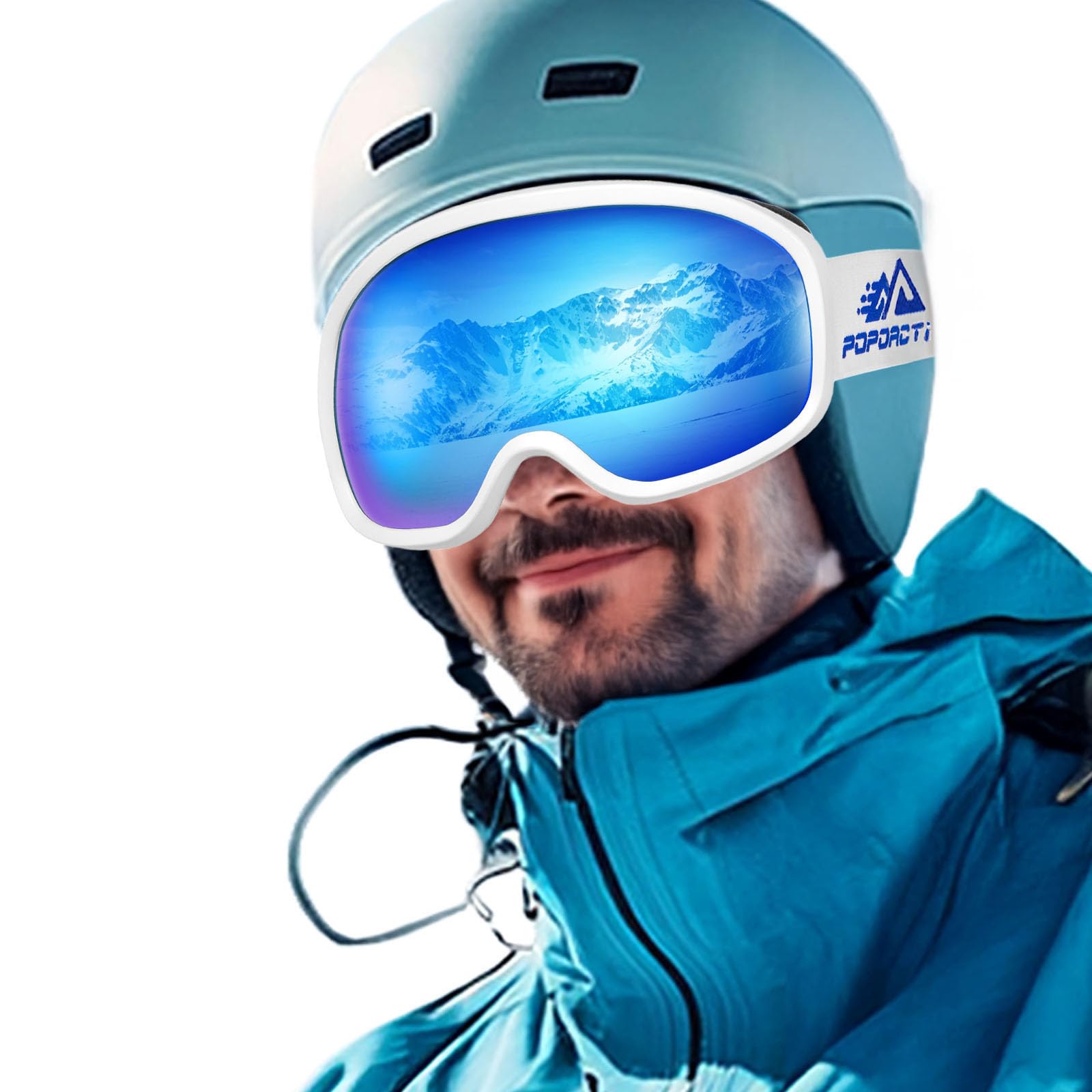 POPOACTI Polarized Spherical Ski Goggles,100% UV Protection,Anti Fog,Snowboard Goggles for Men Women Youth Skiing Sports (Blue)