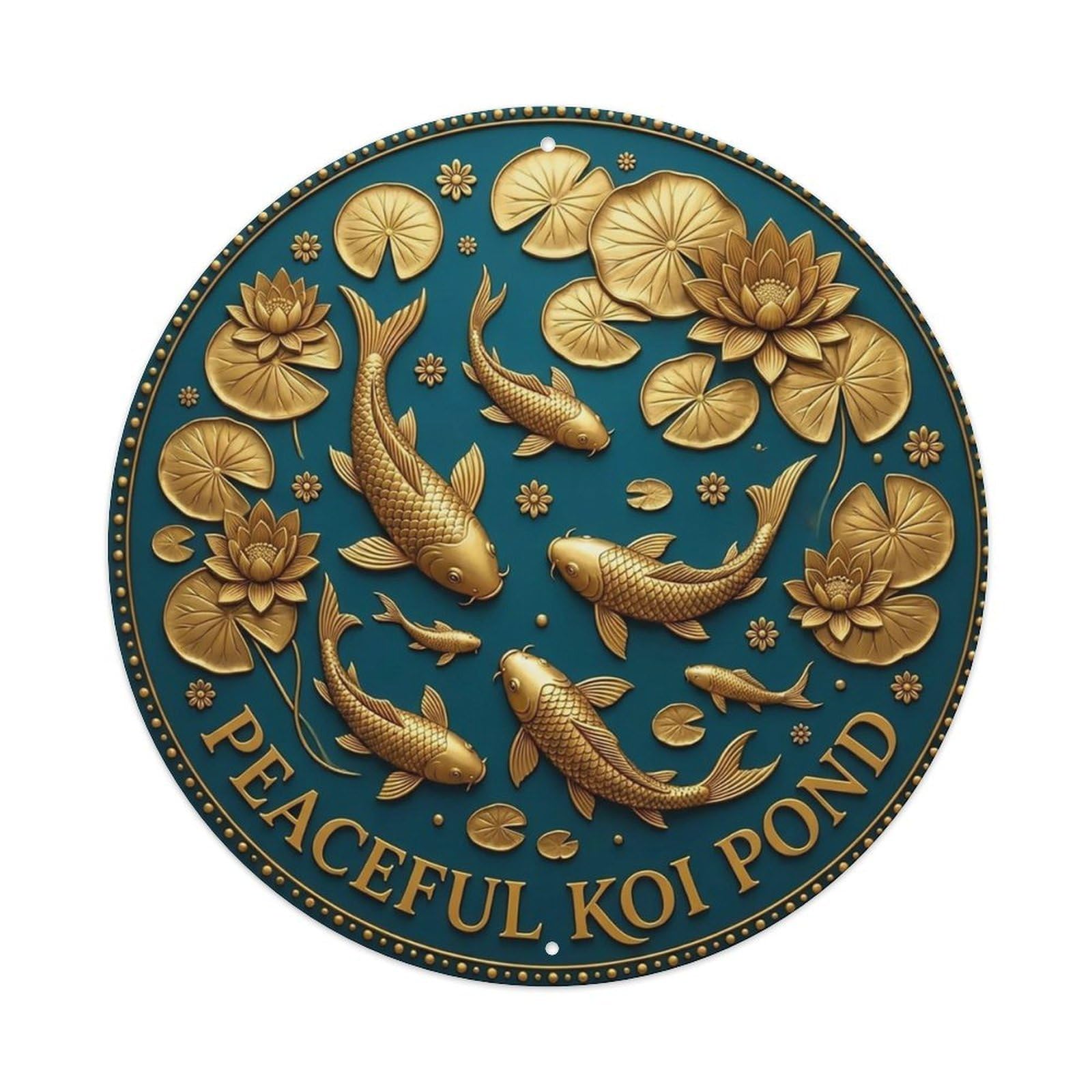 Vintage Peaceful Koi Pond Flower Zen Yoga Metal Tin Sign