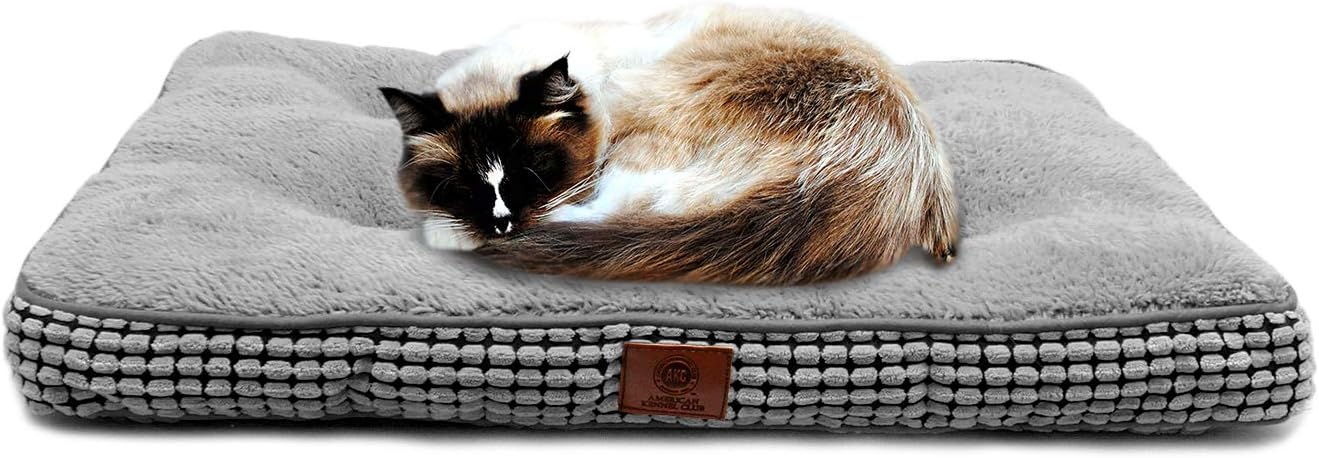 American Kennel Club AKC Small Pixel Crate Dog Pet Bed, Gray, 24 inch by 17 inch