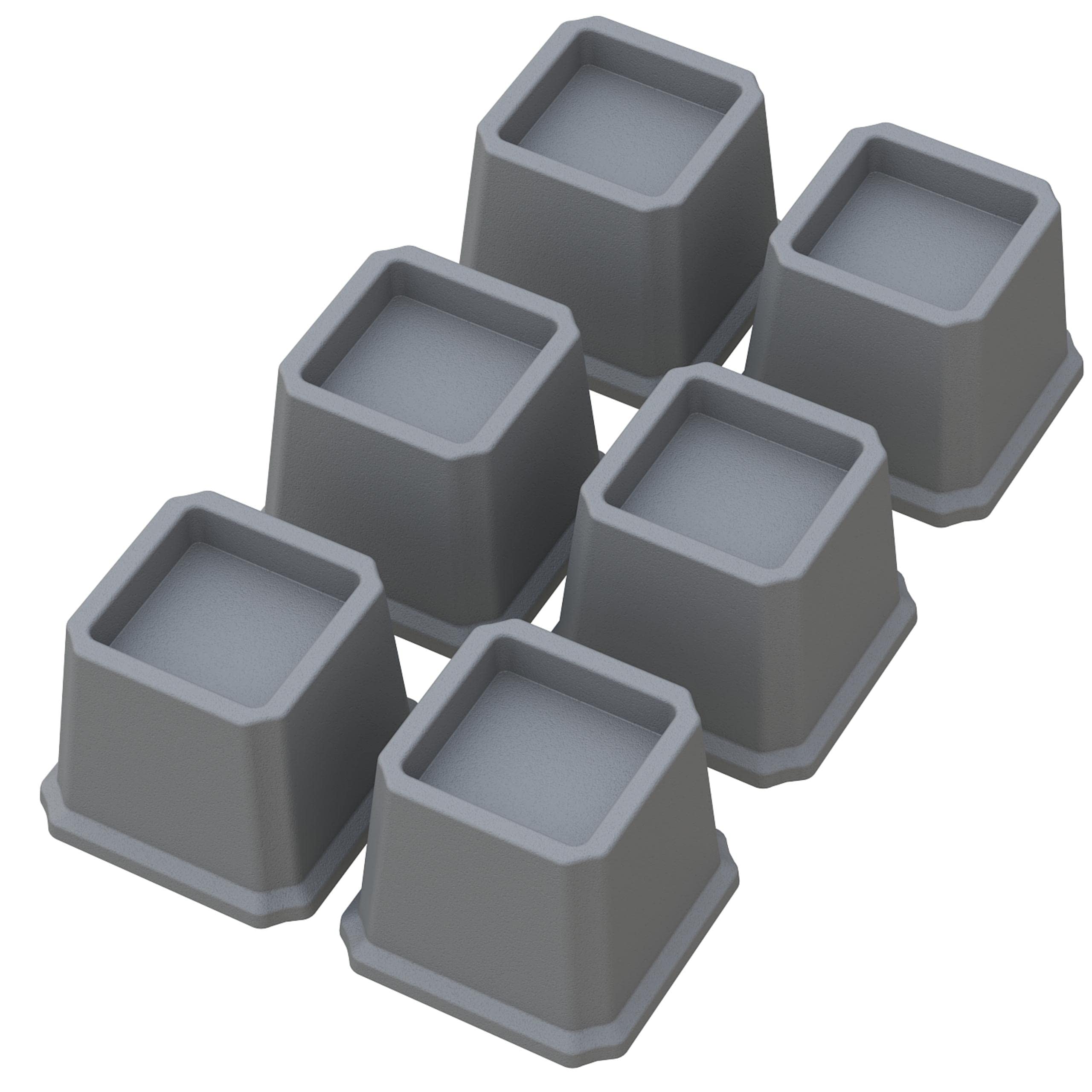 Whynonap Bed Risers 3 Inch Heavy Duty Bed Elevators, Set of 6 Lifts Up 3,000 lbs Furniture Riser for Sofa and Table, Grey