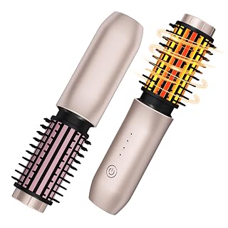 Cordless Hair Curling Iron Brush, Travel Curl Brush, 3-in-1 Portable Curling Iron Cordless, Plasma Thermal Hair Brush, 7000mAh USB Rechargeable Curlings Wand, Mini Hot Curlings Brush-Blush Pink - Amazon product rated Grade A