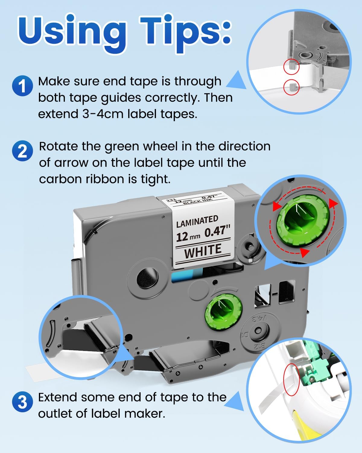 Anycolor Replace for Brother P Touch Label Tape TZe TZ Tape 12mm 0.47 Laminated White TZe-231 Label Maker Tape Compatible with Ptouch PT-D210 PT-D220 PT-H110 PT-D610BT PT-D600 PT-D410 PT-D400, 5p - Image 6