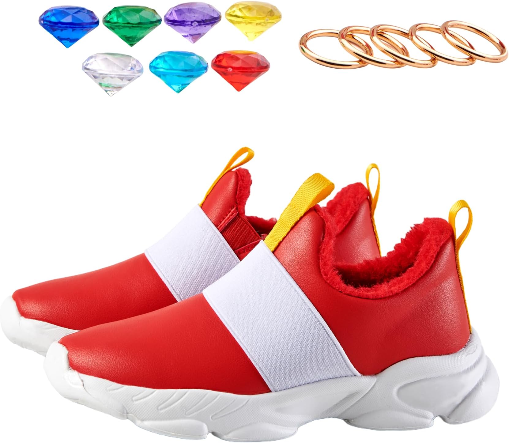Sneakers for Boys Kids Red Shoes Birthday Party Gift with Rings and Gems