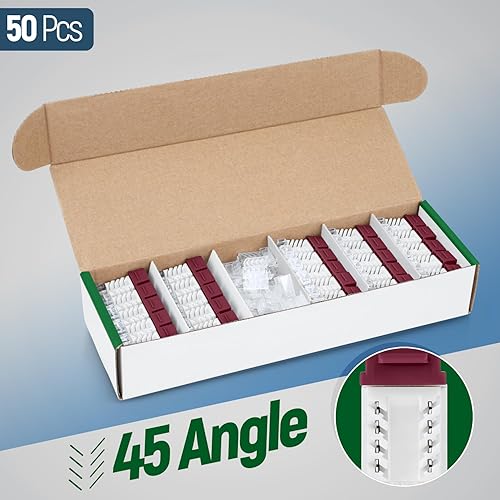 Miniatura 202 de Everest - Paquete de 50 conectores Keystone RJ45 Cat6 en ángulo de 45°, color blanco, conectores RJ45 hembra de perfil delgado, conector Keystone