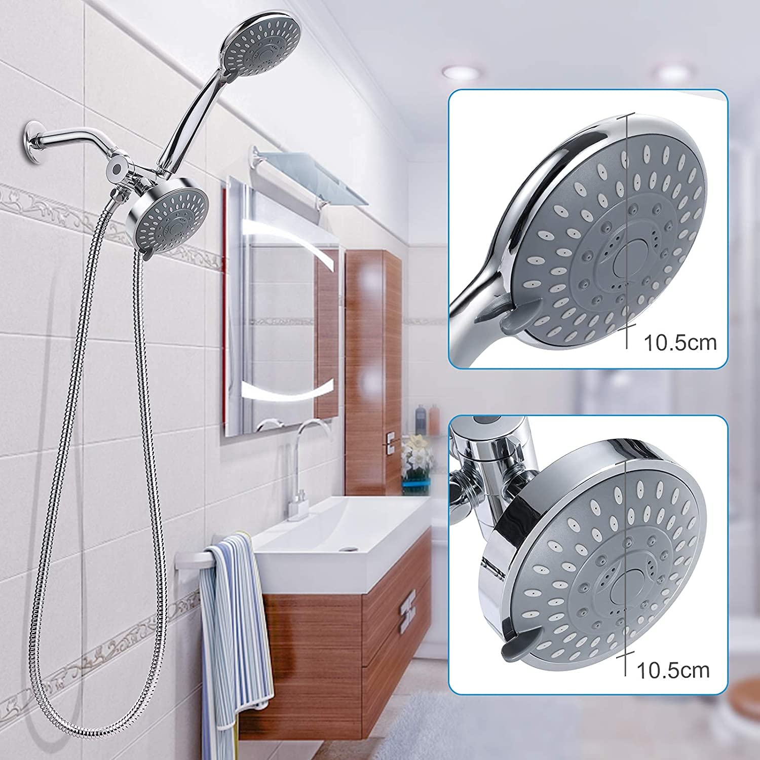 ALTON Shower Combo - 5 Spray Functions, Chrome Finish -6