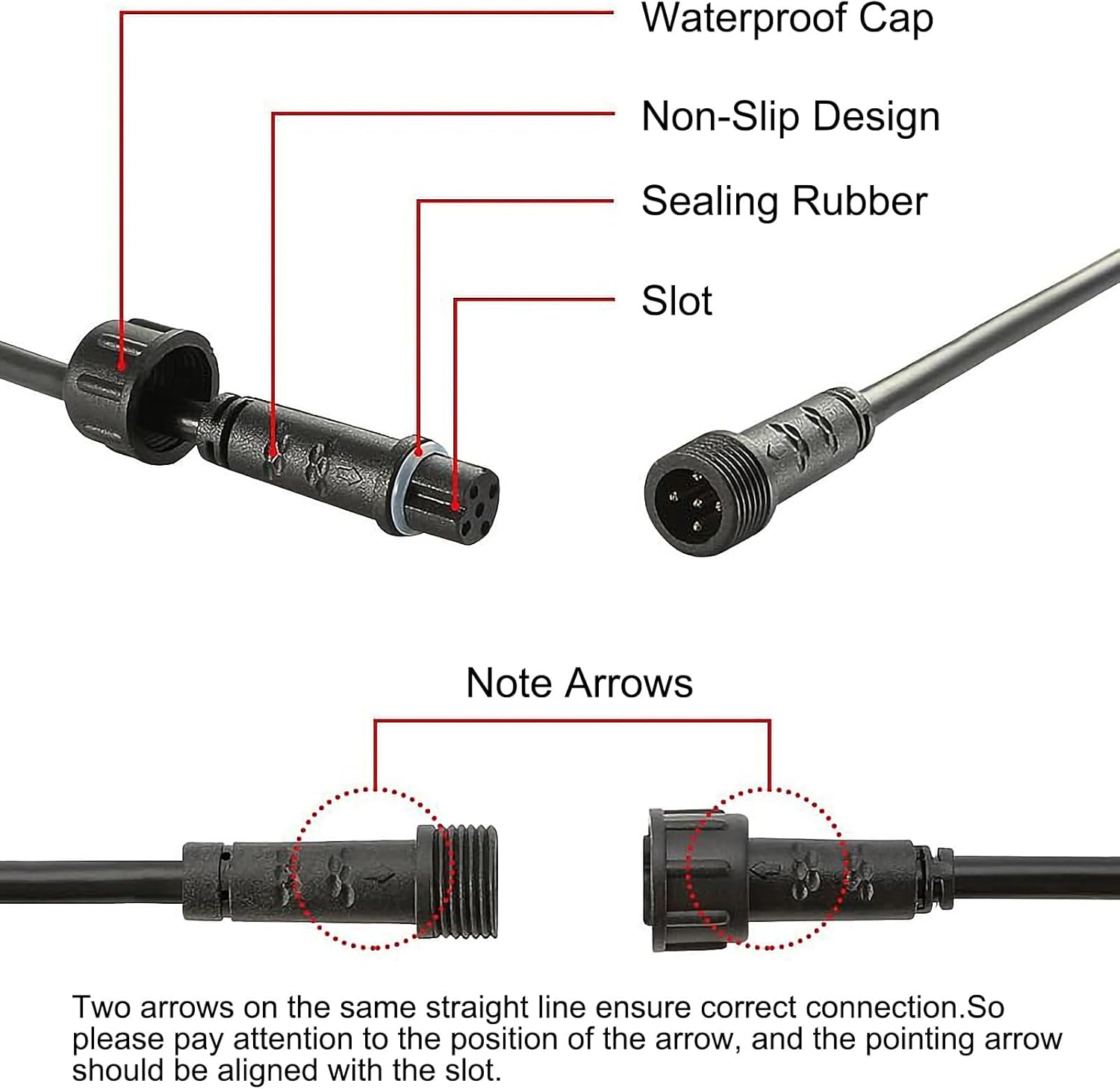 5 Pin Extension Cable for RGBW Deck Lights, 1m 5 Pin Extension Cable, 7.8mm Male and 11mm Female Connectors, 24Awg 5 Pack Extension Cord, Not for Govee Lights