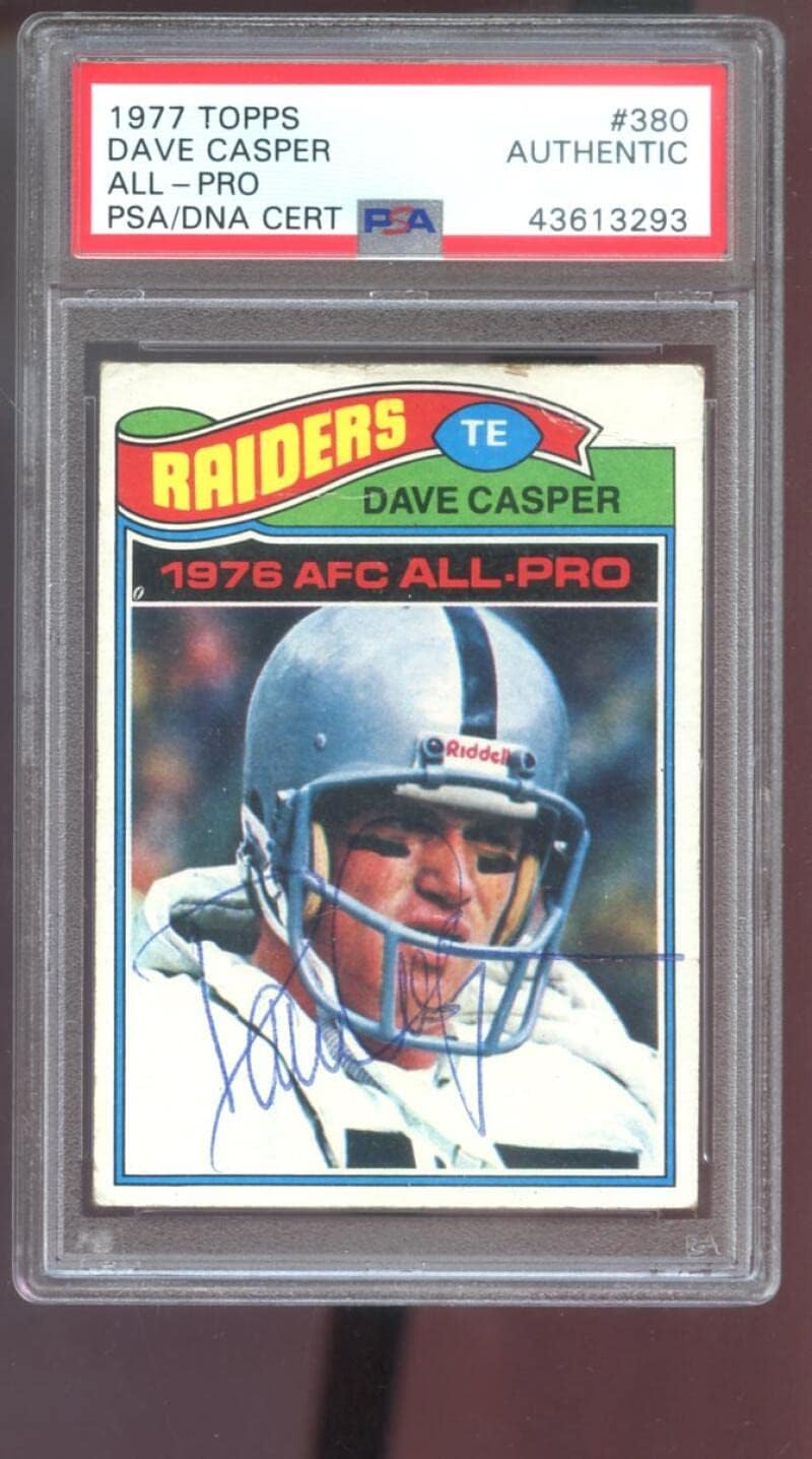 1977 Topps #380 Dave Casper ROOKIE RC AUTO SIGNED Autograph Autographed Card PSA PSA/DNA Football NFL COA Oakland Raiders