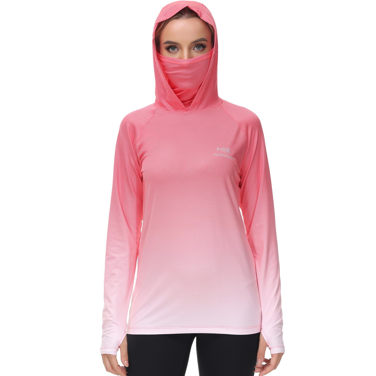 Bassdash Damen Angel Kapuzenshirt mit UPF 50+ Daumenlöchern für Gesichtsmaske FS23W