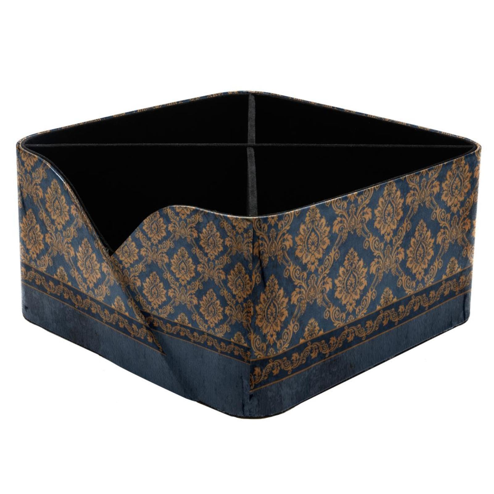 Organiseur de bureau vintage floral bleu pour stylos et rangements