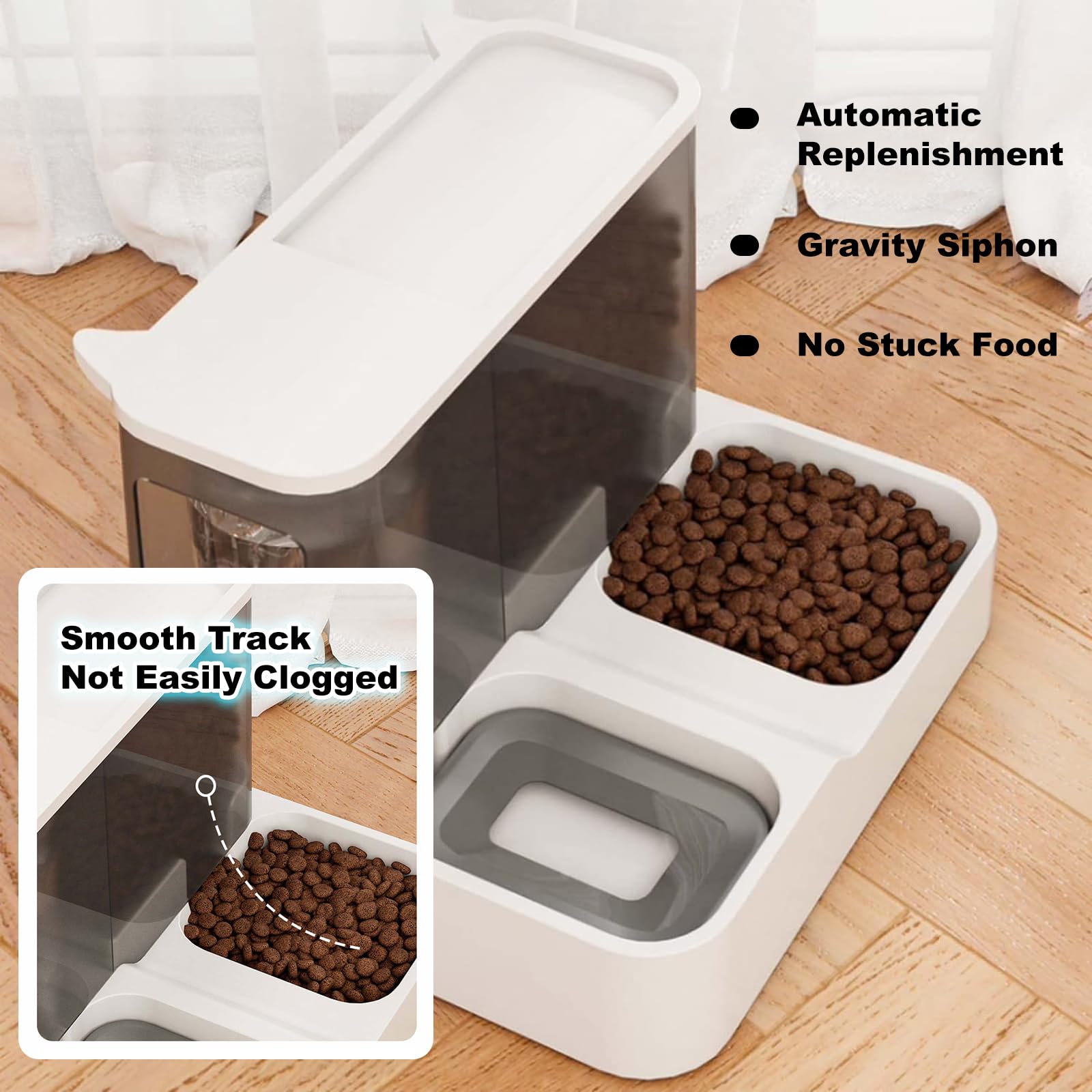 PETCUTE Comedero y Bebedero para Mascotas 2 en 1,Dispensador Automático de Alimentos para Perros,Dispensador Automático de Agua para Gatos,Dispensador de Agua y Alimentos,Lavable