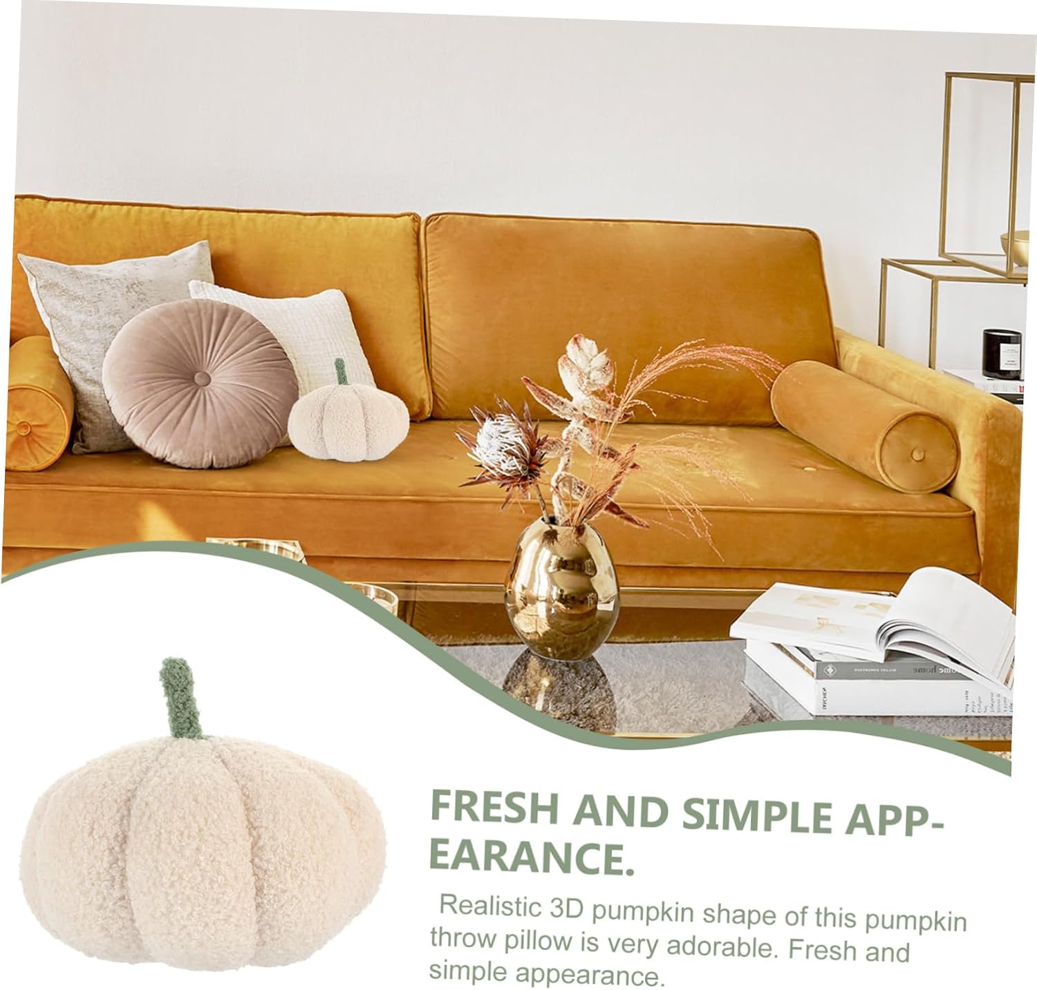 Zerodeko Pumpkin Throw Pillow Design for Autumn Decor Cute Pumpkin Shaped Cushion for Sofa Car Bedroom and Living Room for Thanksgiving and Halloween Celebrations
