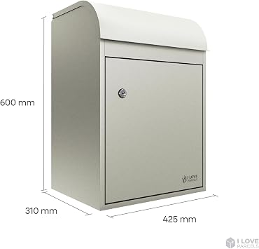 Fulham Premium Medium Parcel Drop Box. Waterproof Safe & Secure Delivery parcel box outdoor, Mail Delivery Box, Post & Letterbox With Key Lock Mounted To Wall, Fence/Floor Pebble RAL 7032