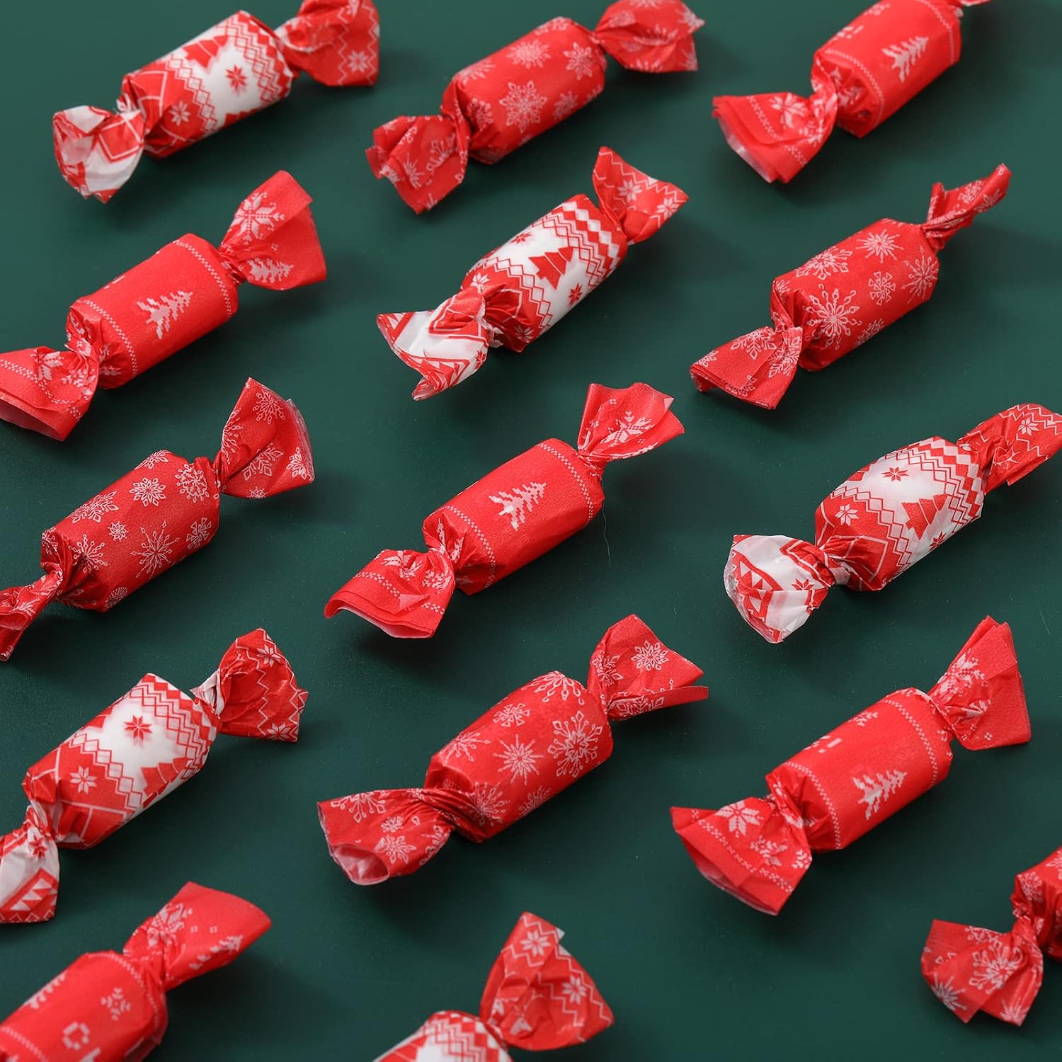 Yexiya 600 Pcs Christmas Candy Wrappers 5 x 3.5 Inches Caramel Wax Papers Nonstick Twisting Package Nougat Hard Candy Xmas Chocolate for Party Wedding Birthday Goodie Bags