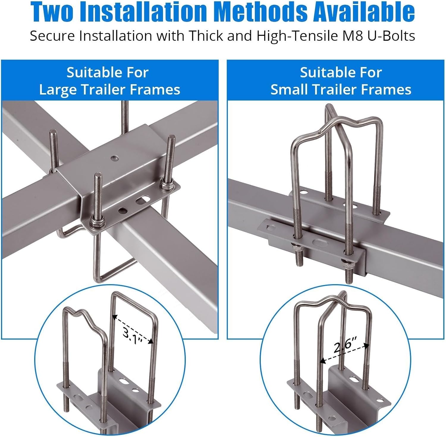 2PCS Adjustable Boat Trailer Guide Poles - 62" Height, 11.8" Width, Rustproof Q253B Steel with PVC Pipes, Ideal for Skiing, Fishing & Sailboat Trailers