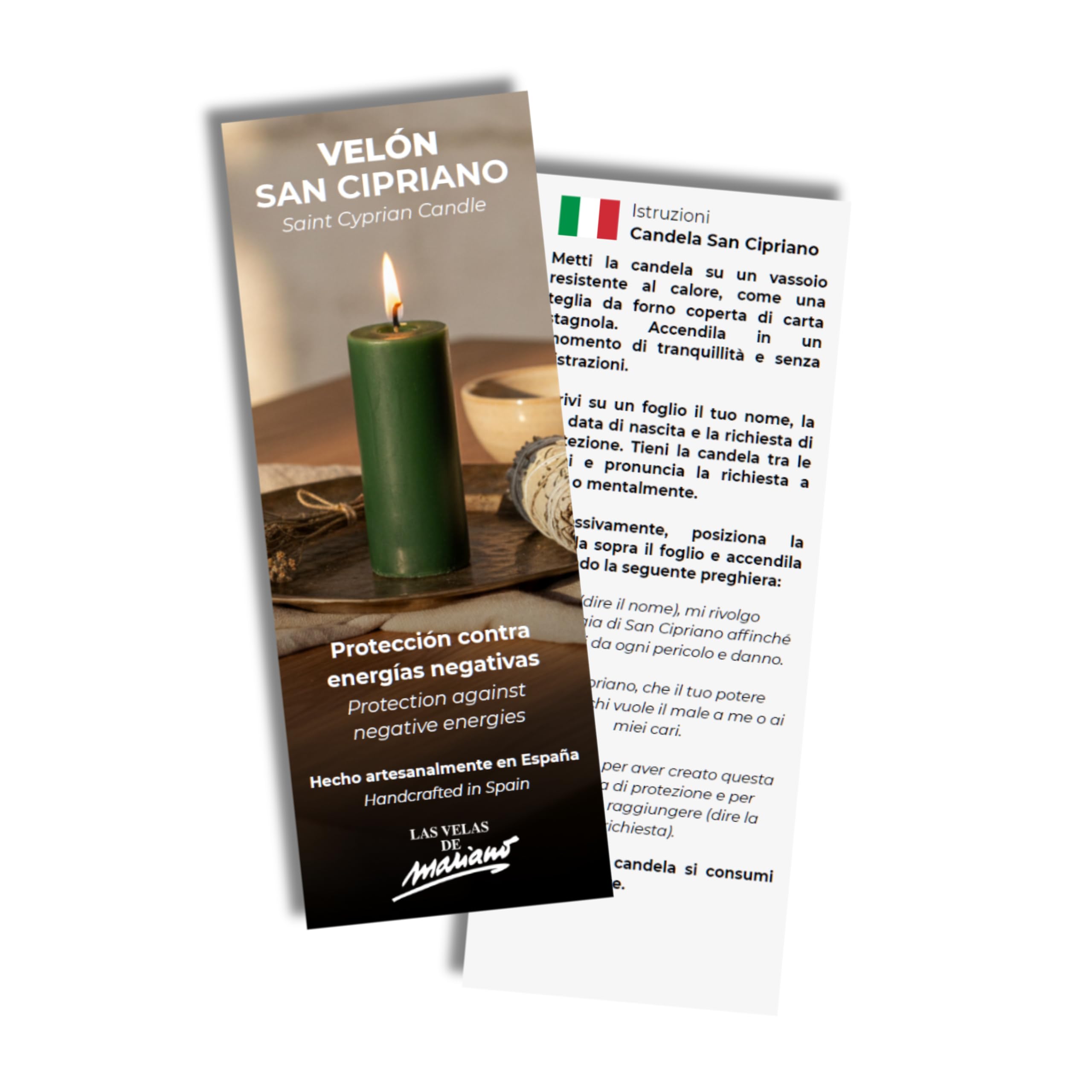 Candela preparata di San Cipriano - Protezione spirituale e pulizia energetica | Candela ritualizzata contro energie negative e incantesimi | Realizzata a mano con erbe | Istruzioni
