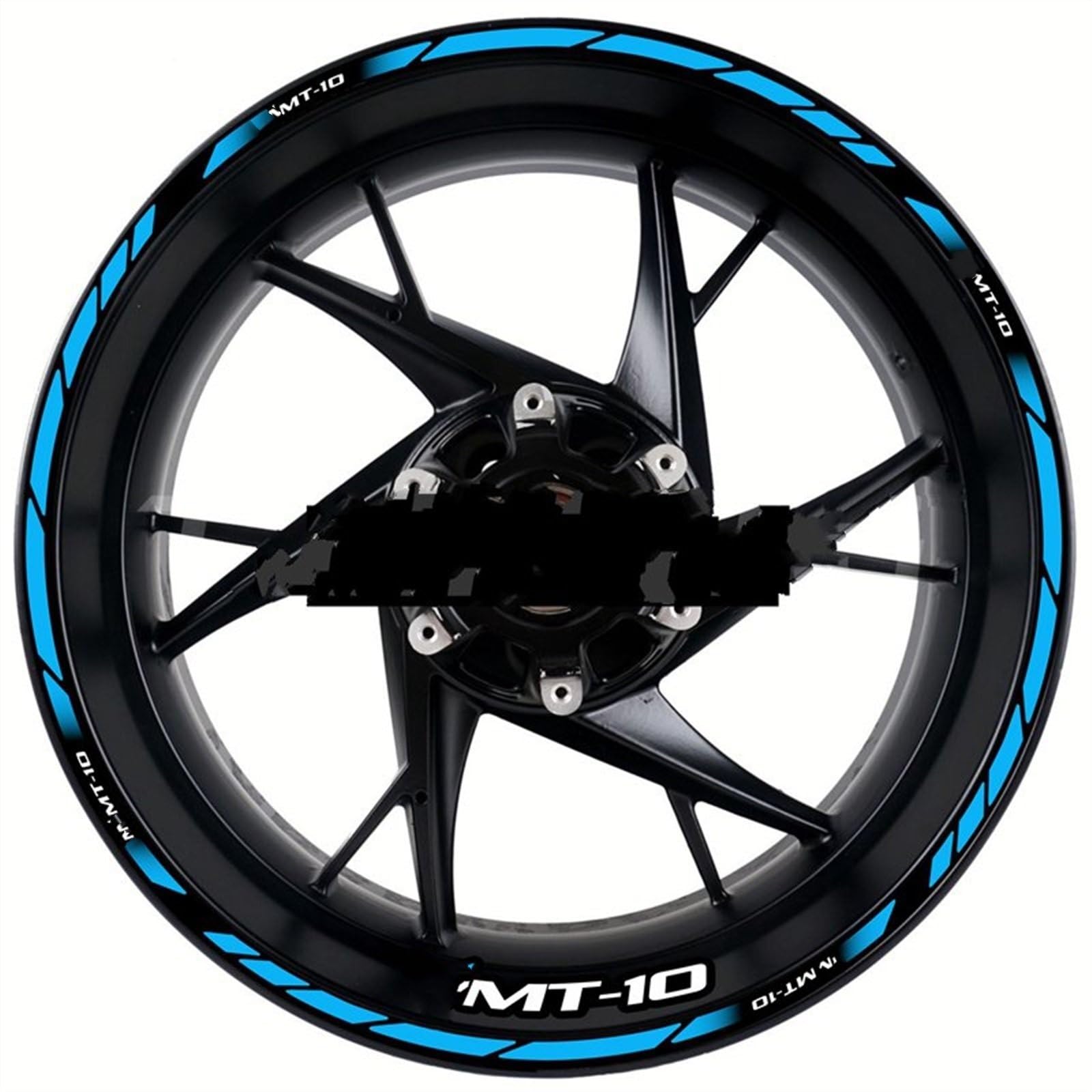 Motorcycle Front and Rear Tire Waterproof Sticker Reflective Stripe Rim Set Decal for Yamaha MT-10 Mt10 Decorative(Color7)