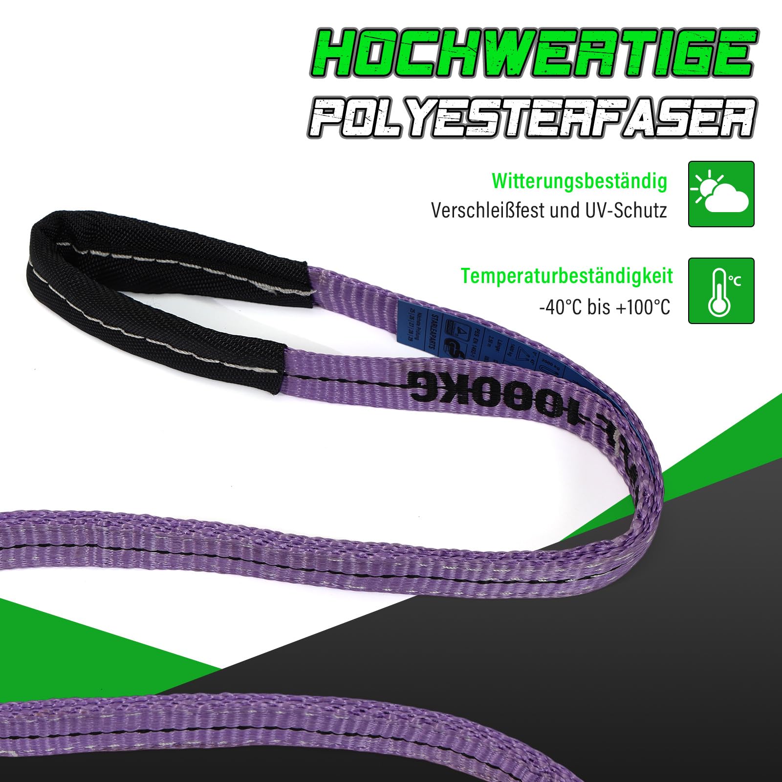 STARLEAPARTS Lot de 2 sangles de levage rondes solides - Longueur : 2,5 m - Largeur : 30 mm - Pour ascenseurs de charge - Résistance maximale à la rupture : 7000 kg - En polyester - Violet