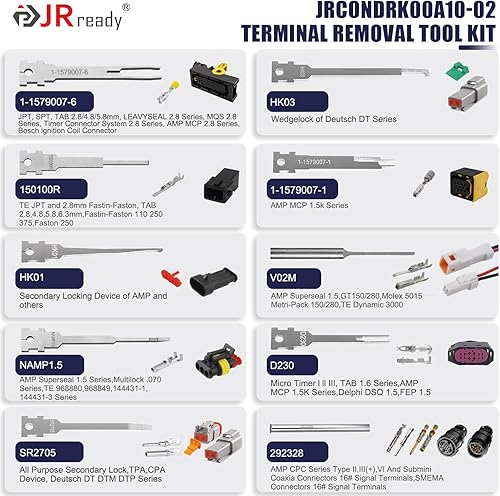 Miniatura 7 de JRready ST6331 Deutsch Connector Kit - Conectores DTM 2 3 4 6 8 12 Pin, Tamaño #20 Contactos Estampados, Herramienta Deutsch Crimp Tool 10PCS