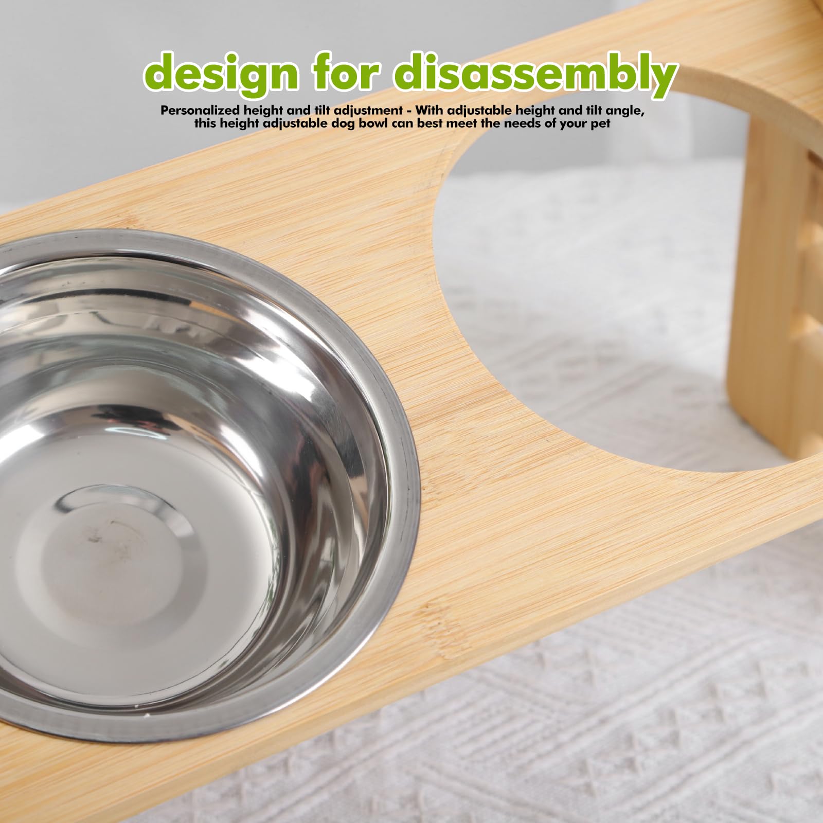 Gamelle surélevée pour chiens, ajustable et surélevée, pour chiens et chats, support surélevé en bois pour chiens avec 2 gamelles en acier inoxydable, gamelles surélevées pour chiens, gamelle pour