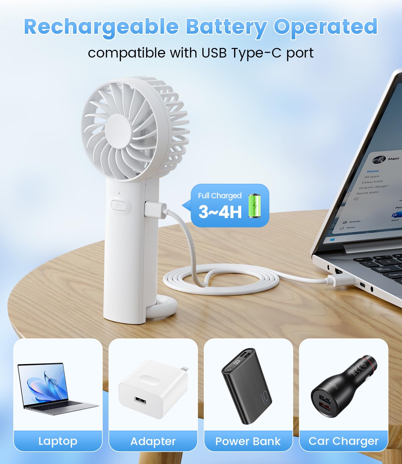 Mini Ventilateur De Table À Fonctionnement Silencieux, Portable