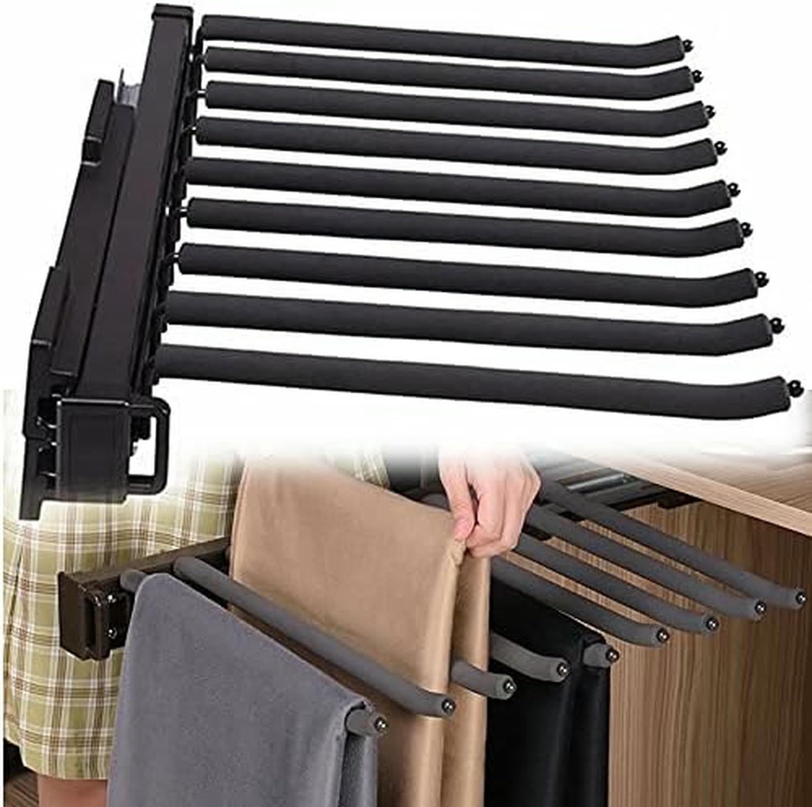 Rack de pantalons extensible et cintre réglable pour placard