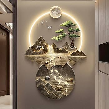 Amazon.co.jp: 3Dアート壁装飾、リビングルーム廊下装飾風景画壁