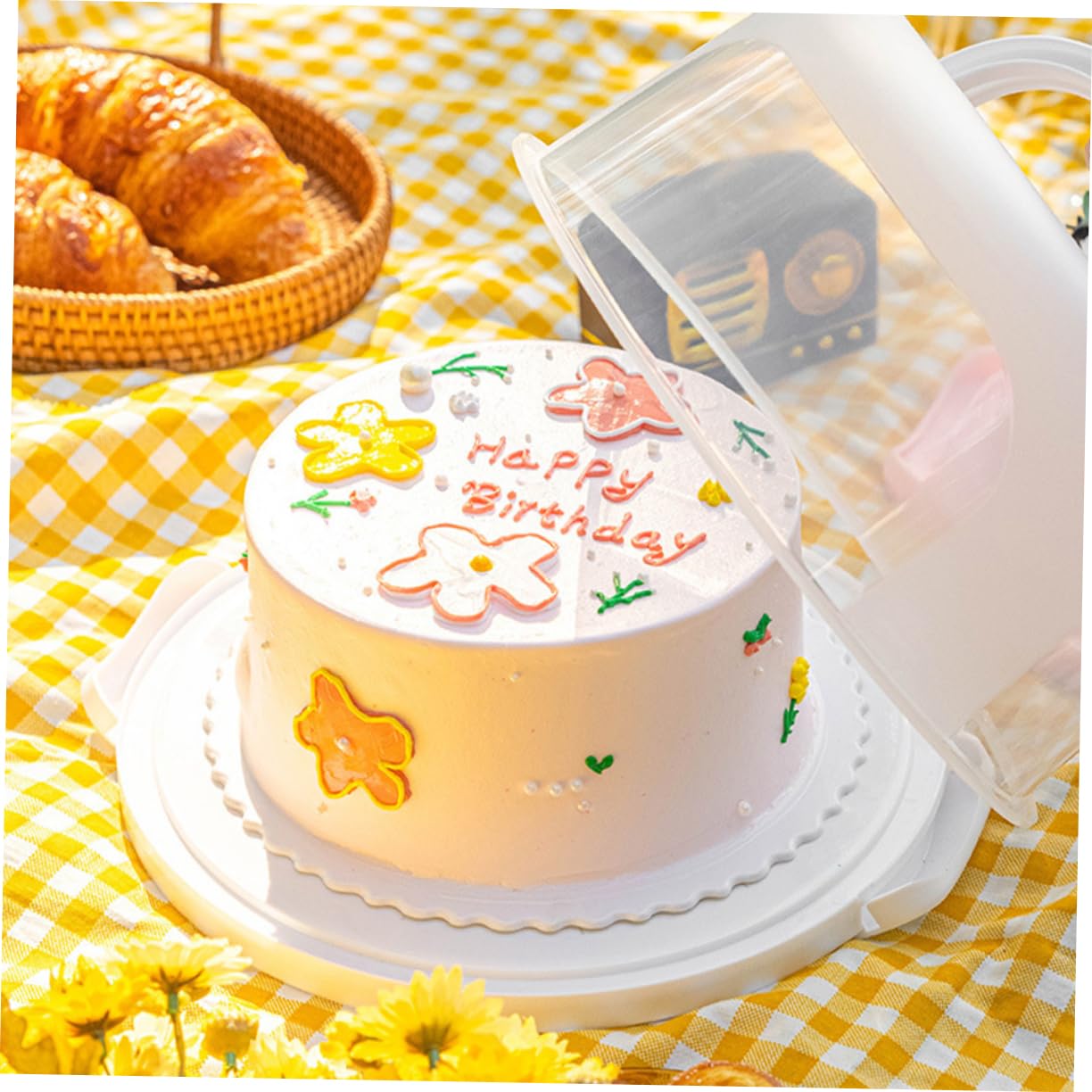 ABOOFAN 10'' Birthday Cake Storage Box Lid Portable Cake Carrier for Transport Reusable Dessert Container Food-grade Pp Material