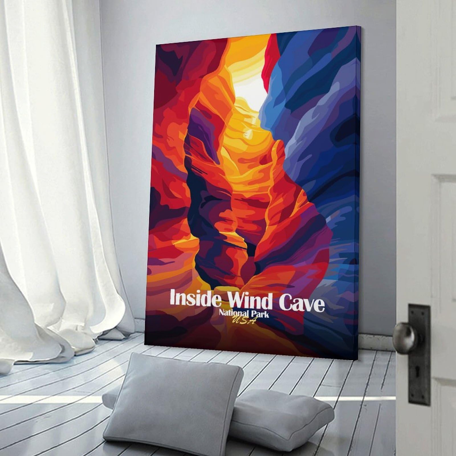 Junmoney Decorative Wall Artwork Inside Wind Cave National Park Art, 20x30inch(50x75cm), for Calm Bedrooms, Home Corners Or Flats, An Easy Wall Refresh for Bedrooms