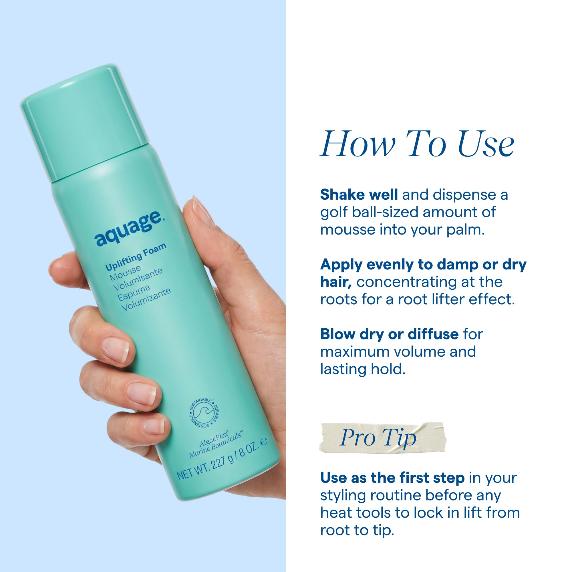 Aquage Uplifting Foam Hair Mousse Root Lifter & Volumizer 10 oz