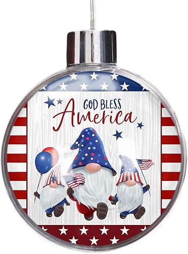 Adornos de bolas de Navidad 2022, bola transparente del 4 de julio, adorno para árbol de Navidad, inastillable, Día de la Independencia, gnomo,