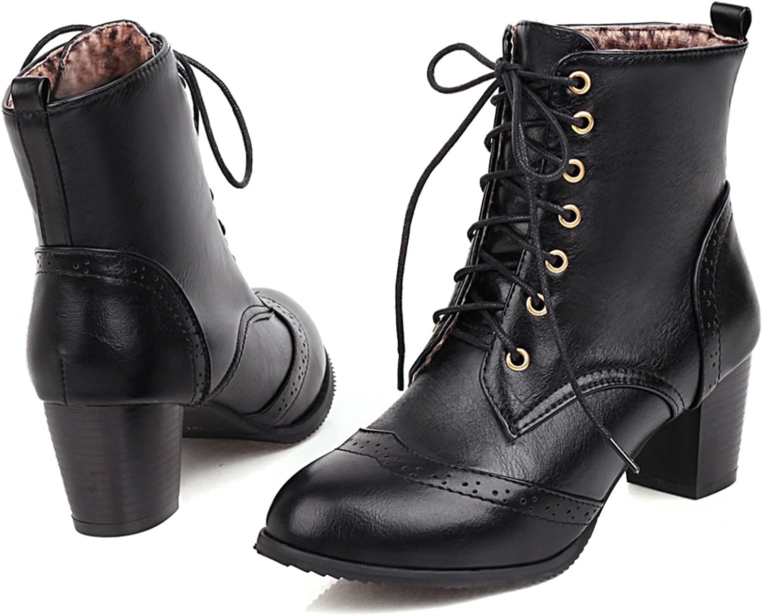 UniqueStride Women's Brogue Ankle Boots Lace Up Bootie with Chunky... - 第 30/35 張圖片
