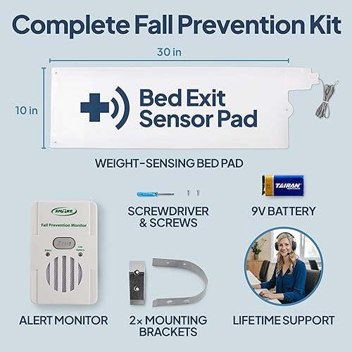 Miniatura 3 de Alarma de Cama Inteligente Smart Caregiver para Adultos Mayores – Sistema de Prevención de Caídas con Almohadilla de Cama Sensora de Peso de 10"x30"
