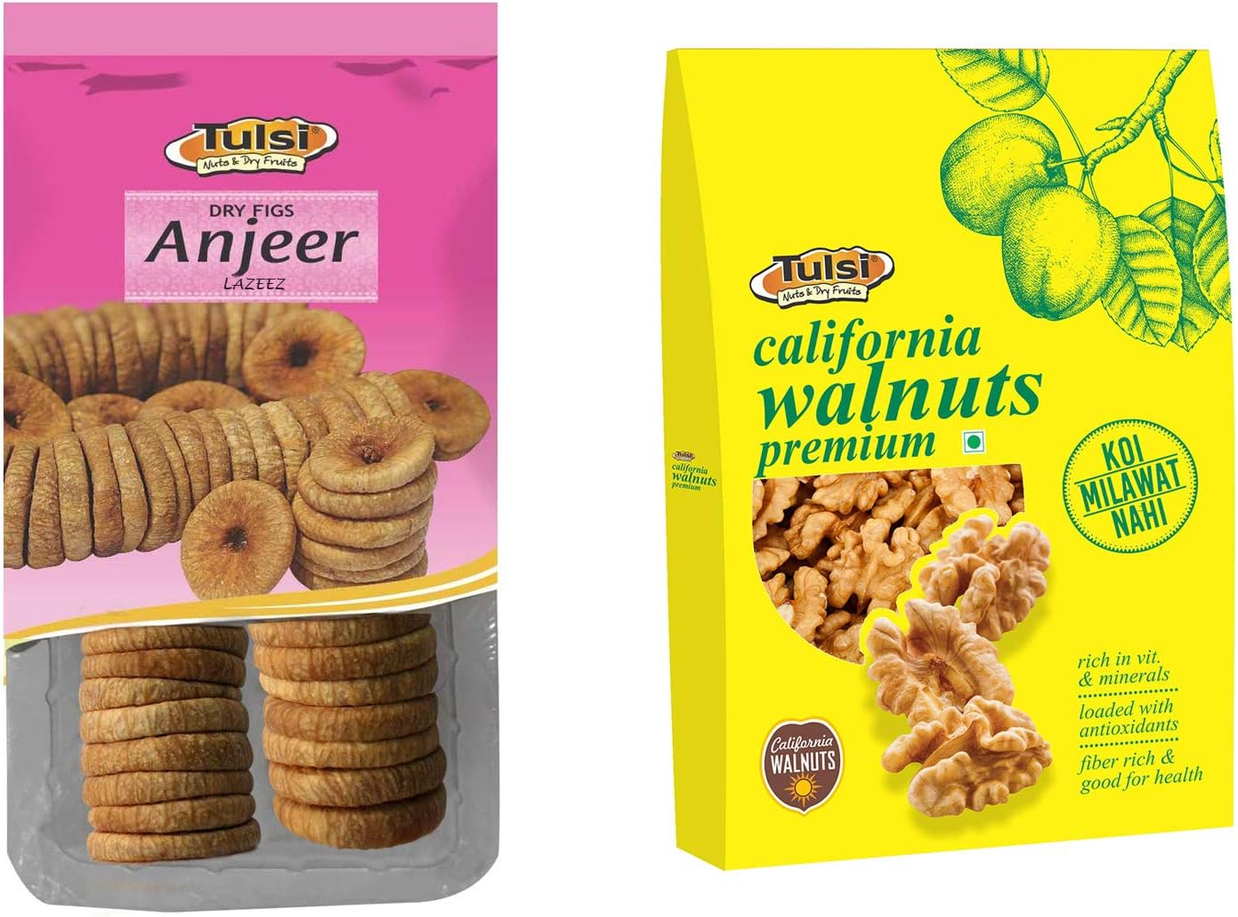 Tulsi Anjeer, Gold, 500g and Tulsi Walnut Kernels, 200g