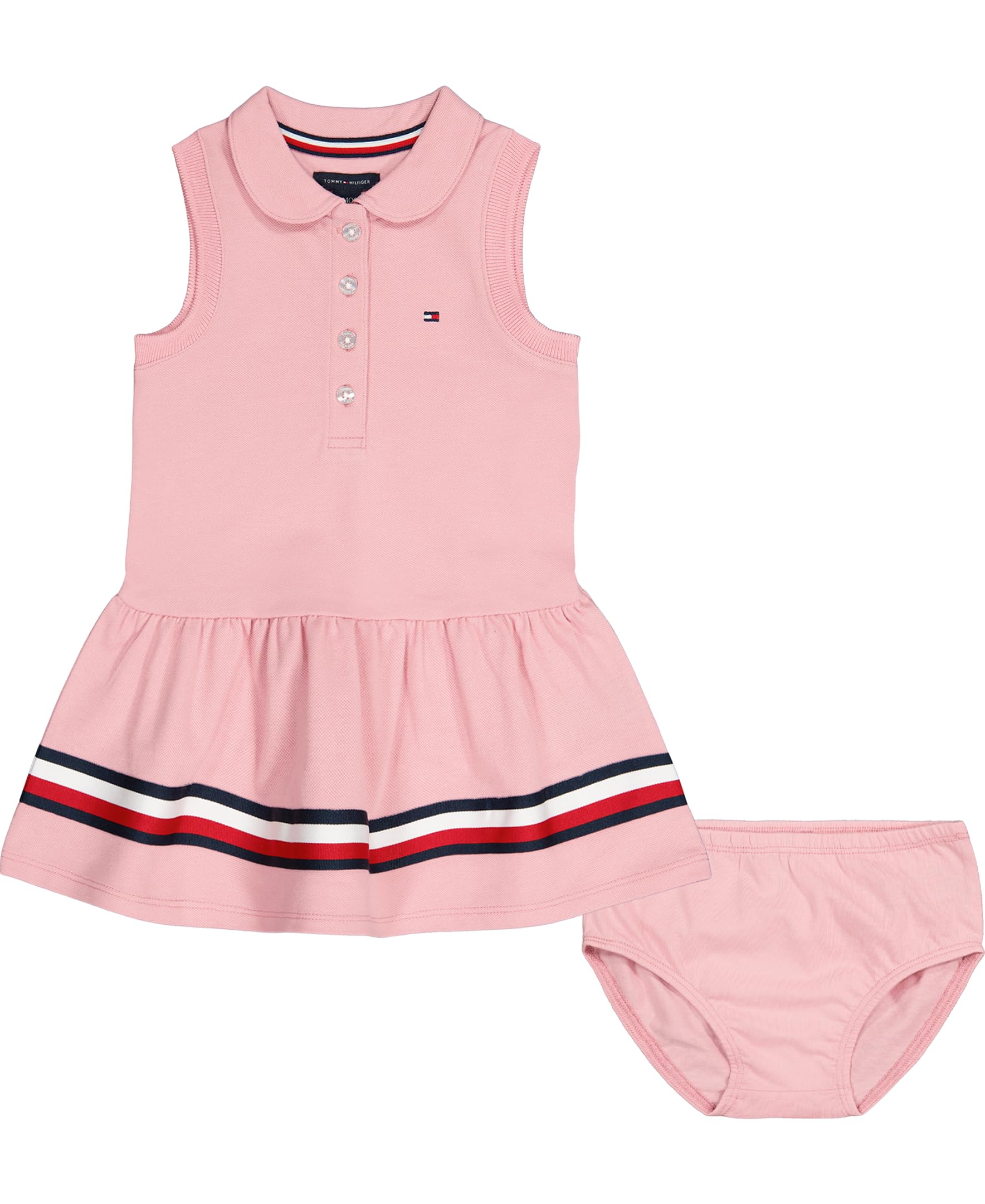 Tommy Hilfiger Baby Girls Short Sleeve Polo Dress With Matching