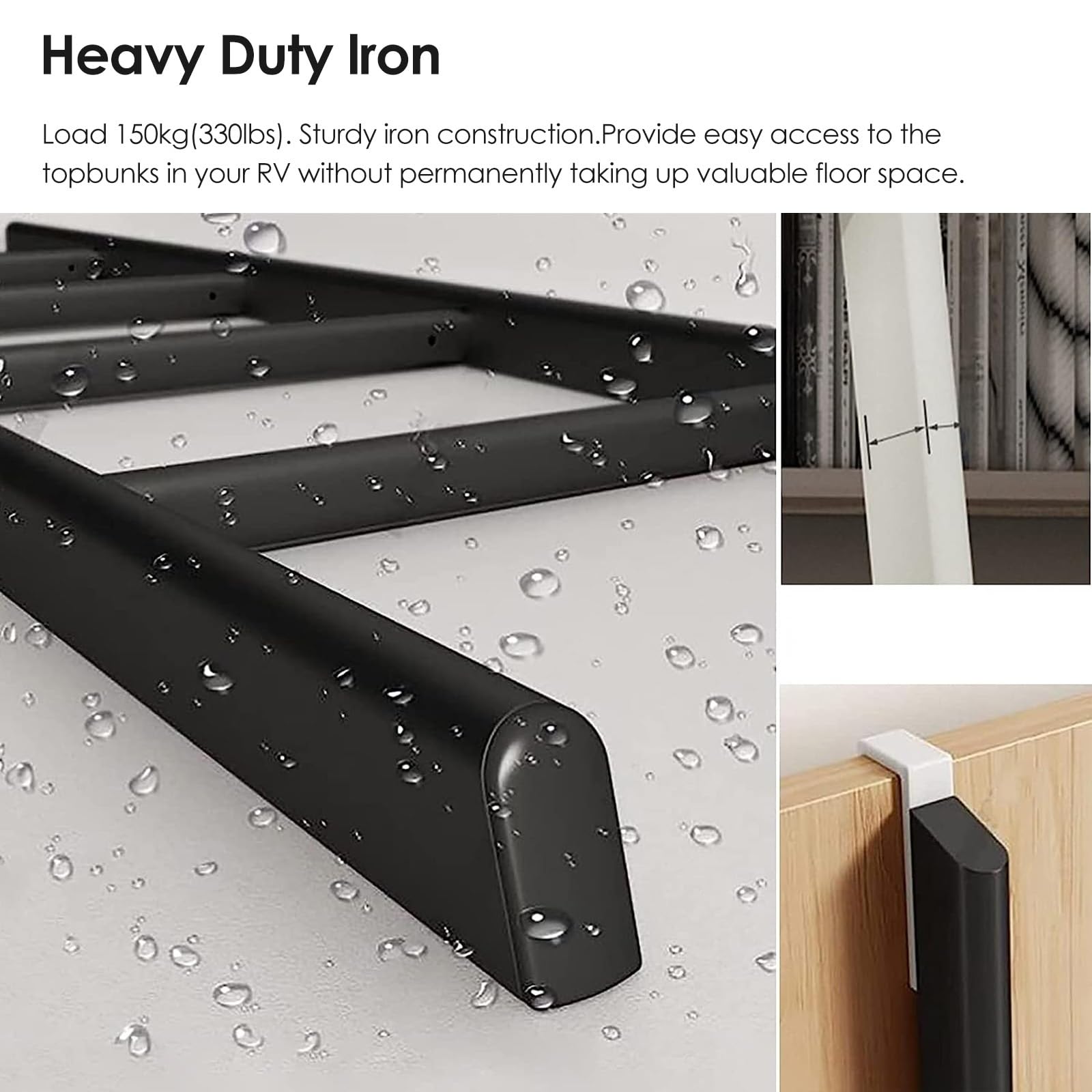 Genérico Escalera Ajustable para literas de Caravana, Escalera para Cama de Remolque con Ganchos, Escalera de Metal Resistente para Dormitorio, altillo, Caravana, Escalera de Repuesto portá