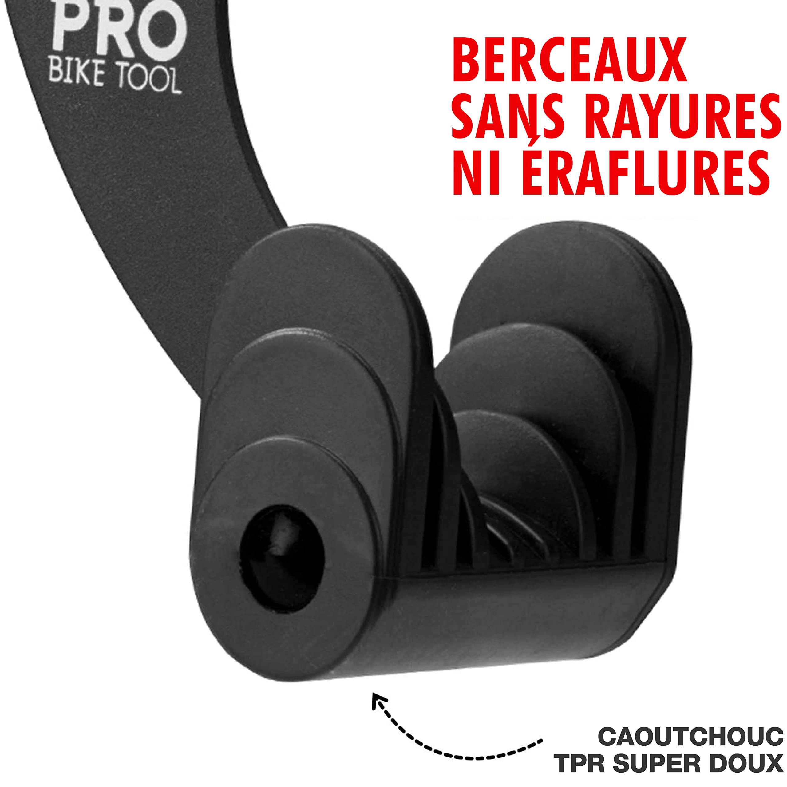 PRO BIKE TOOL Support mural pour vélo – Porte-vélo intérieur horizontal pour 1 vélo – Porte-vélos de garage – Crochet de vélo sûr et sécurisé pour vélos de route, VTT ou hybrides – Support mural pour