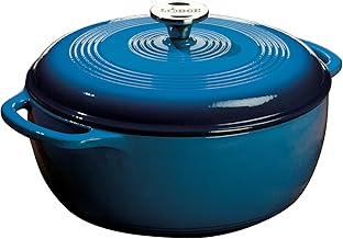 Lodge 6 Quart Enameled Cast Iron Dutch Oven with Lid – Dual Handles – Ov...